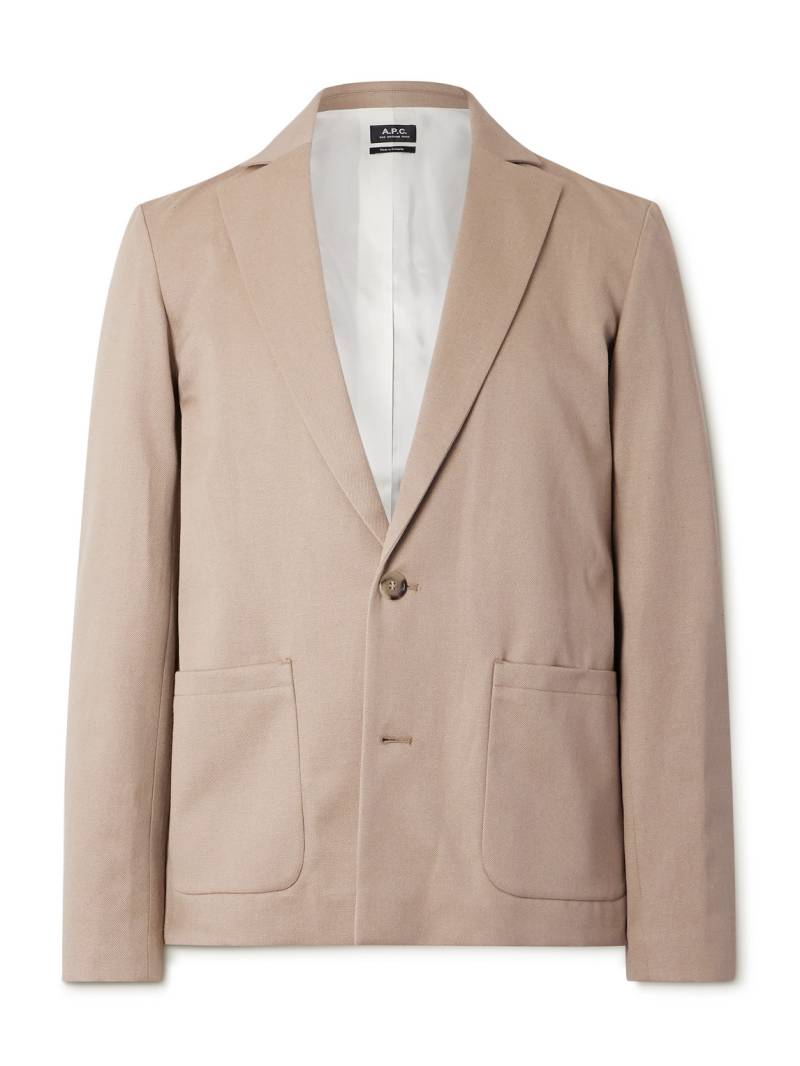 A.P.C. - Luc Unstructured Wool and Cotton-Blend Twill Suit Jacket - Men - Neutrals - IT 50 von A.P.C.