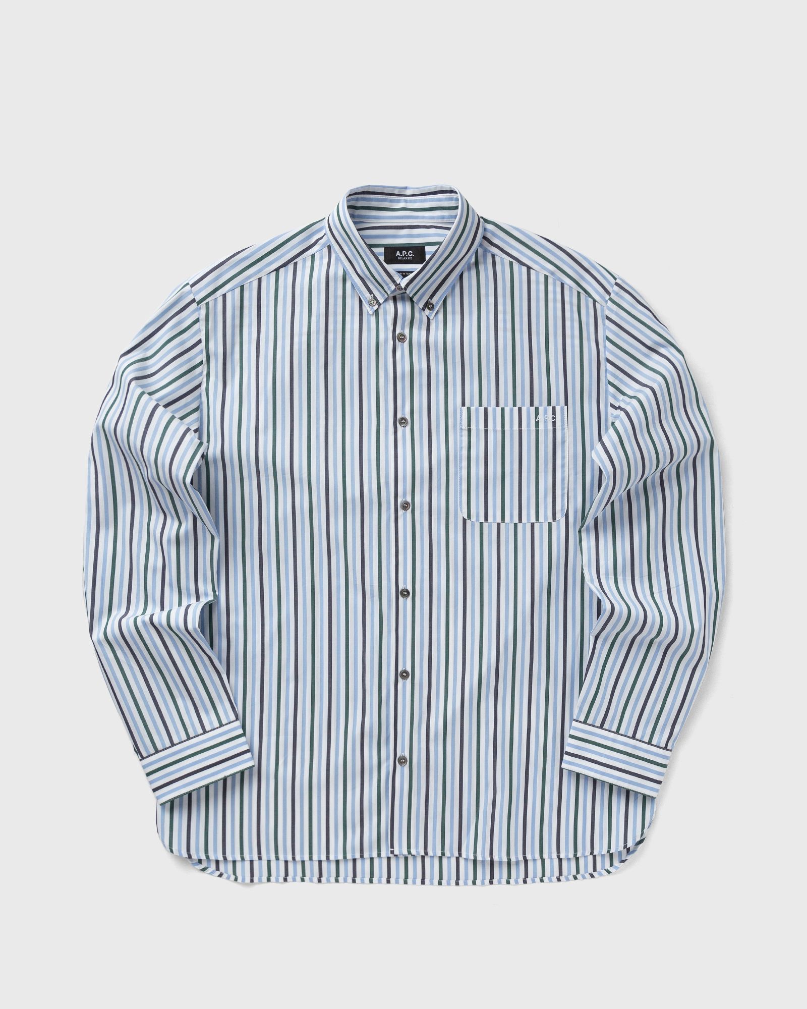 A.P.C. MATEO LOGO SHIRT men Longsleeves blue in Größe:M von A.P.C.