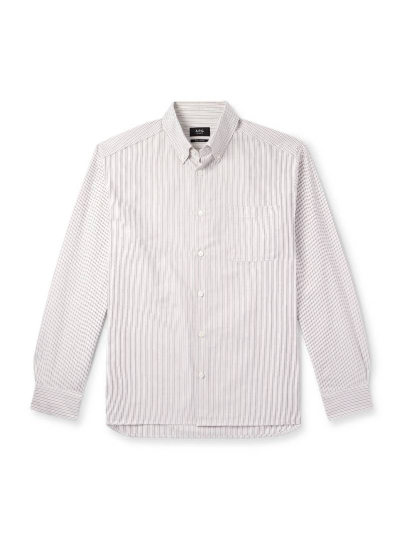 A.P.C. - Mateo Button-Down Collar Pinstriped Organic Cotton Shirt - Men - Red - L von A.P.C.