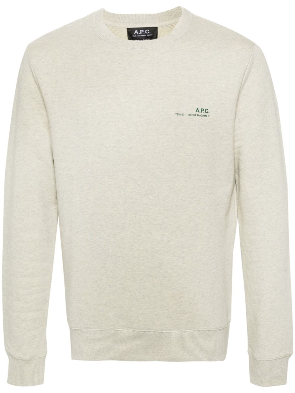 A.P.C. Meliertes Sweatshirt mit Logo-Print - Grün von A.P.C.