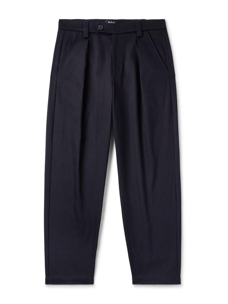 A.P.C. - Renato Tapered Pleated Cotton and Wool-Blend Twill Trousers - Men - Blue - IT 52 A.P.C. - Renato Tapered Pleated Cotton and Wool-Blend Twill Trousers - Men - Blue - IT 52 von A.P.C.
