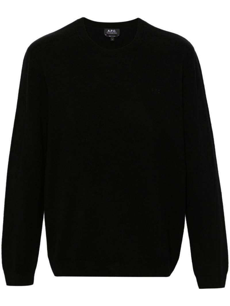 A.P.C. Schurwollpullover mit Logo-Stickerei - Schwarz von A.P.C.