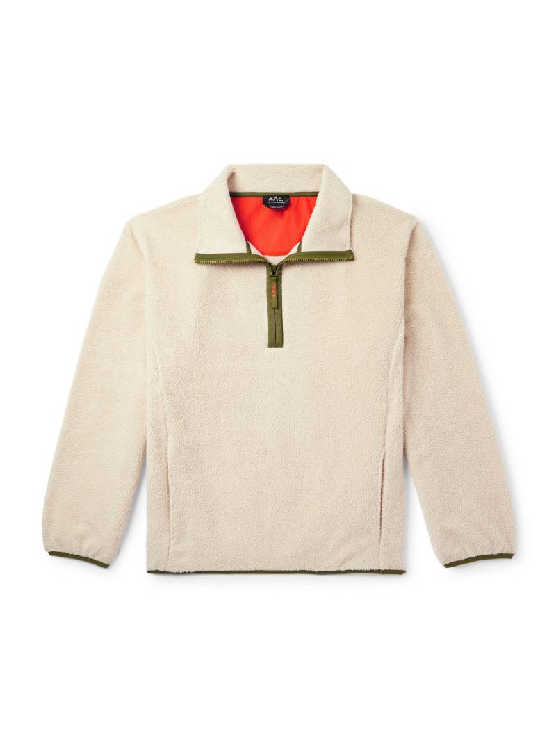 A.P.C. - Sweat Willy Shell-Trimmed Fleece Half-Zip Sweatshirt - Men - Neutrals - M von A.P.C.