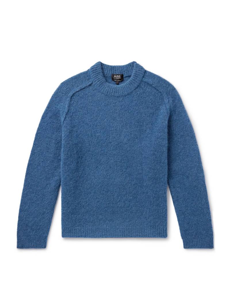 A.P.C. - Tyler Alpaca-Blend Mock-Neck Sweater - Men - Blue - XL von A.P.C.