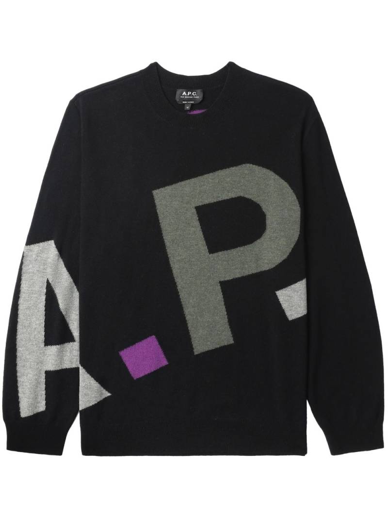 A.P.C. Pullover mit Intarsien-Logo - Schwarz von A.P.C.