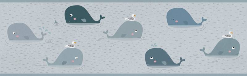 A.S. Création Bordüre "Floating Friends" Motiv  abstrakt  naturalistisch glatt Papier Wand Schräge Tür Borte Wohnzimmer Schlafzimmer Küche Design von A.S. Création