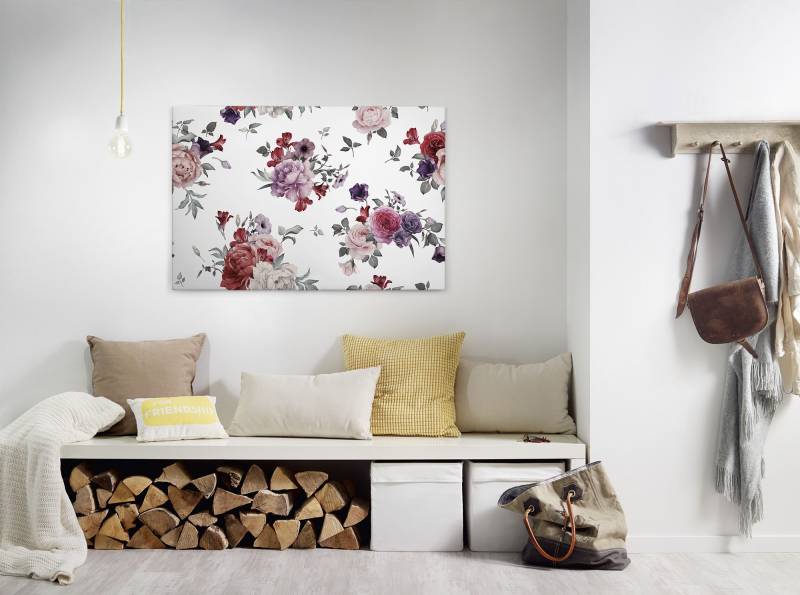 A.S. Création Leinwandbild "Flower Bouquet" Blumen  Kunst 1 Stk. tlg. Landhaus Keilrahmen Blumen Rosen Blümchen Leinwand-Bild Wohnzimmer von A.S. Création