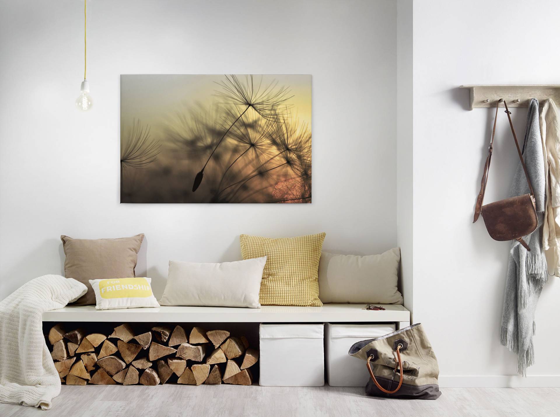 A.S. Création Leinwandbild "Flying Dandelion" Gemälde  Kunst 1 Stk. tlg. Pusteblume Keilrahmen Leinwand-Bild Wohnzimmer modern Wandbild Kinder von A.S. Création
