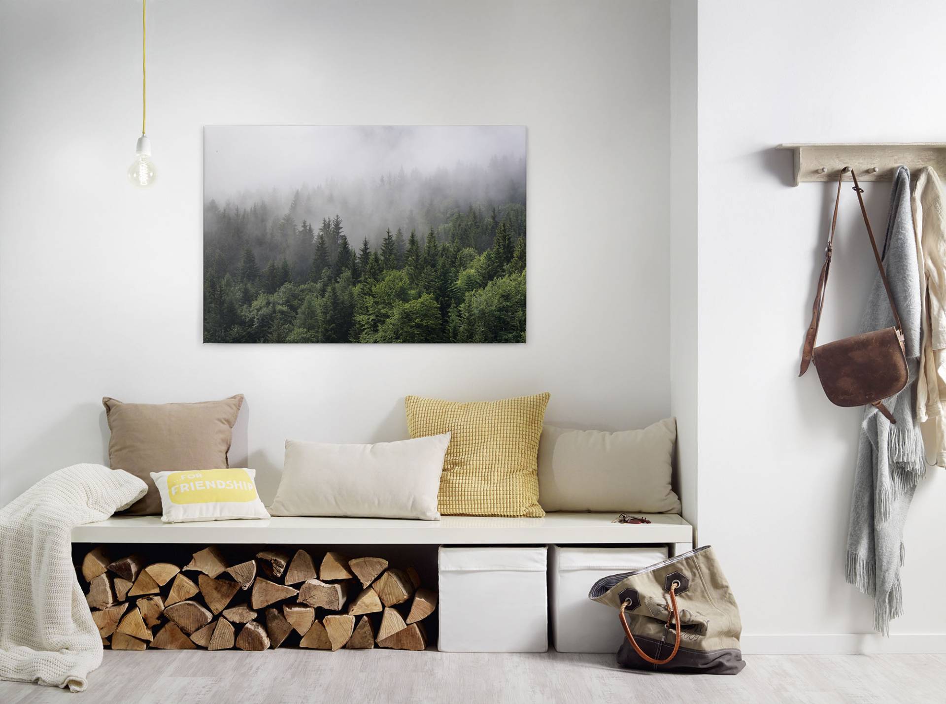 A.S. Création Leinwandbild "Foggy Fir Trees" Kunst  Wald 1 Stk. tlg. Wald Keilrahmen Nebel Bäume Leinwand-Bild Wohnzimmer modern Wandbild von A.S. Création