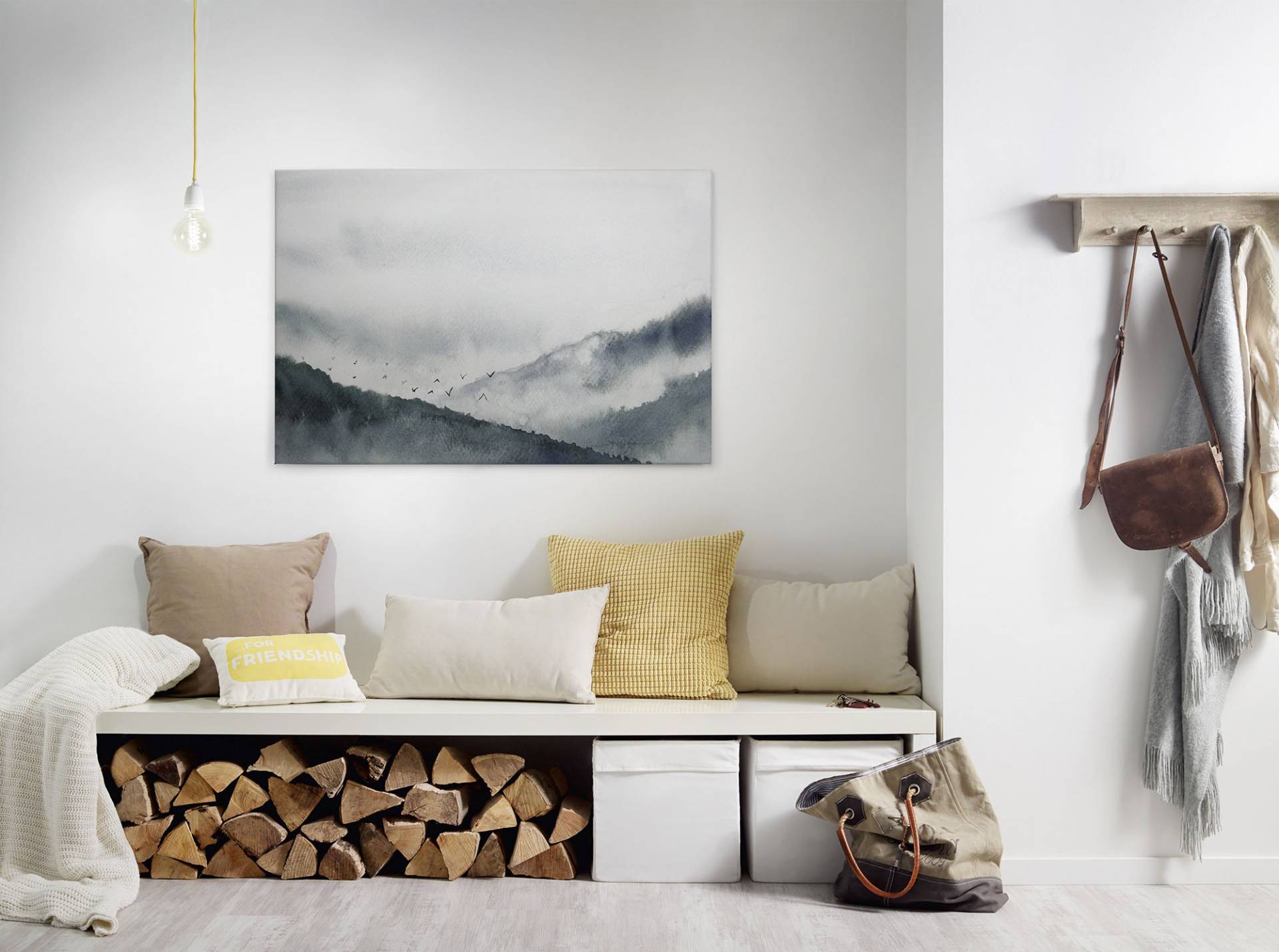 A.S. Création Leinwandbild "Gloomy Landscape" Kunst  Wald 1 Stk. tlg. Nebel Keilrahmen Berg Gebirge Landschaft Leinwand-Bild Wohnzimmer Wand von A.S. Création