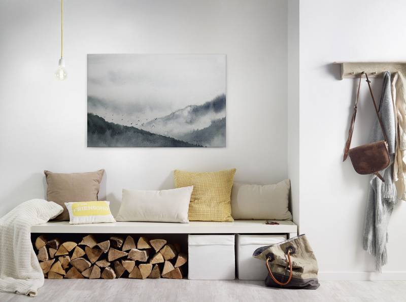 A.S. Création Leinwandbild "Gloomy Landscape" Kunst  Wald 1 Stk. tlg. Nebel Keilrahmen Berg Gebirge Landschaft Leinwand-Bild Wohnzimmer Wand von A.S. Création