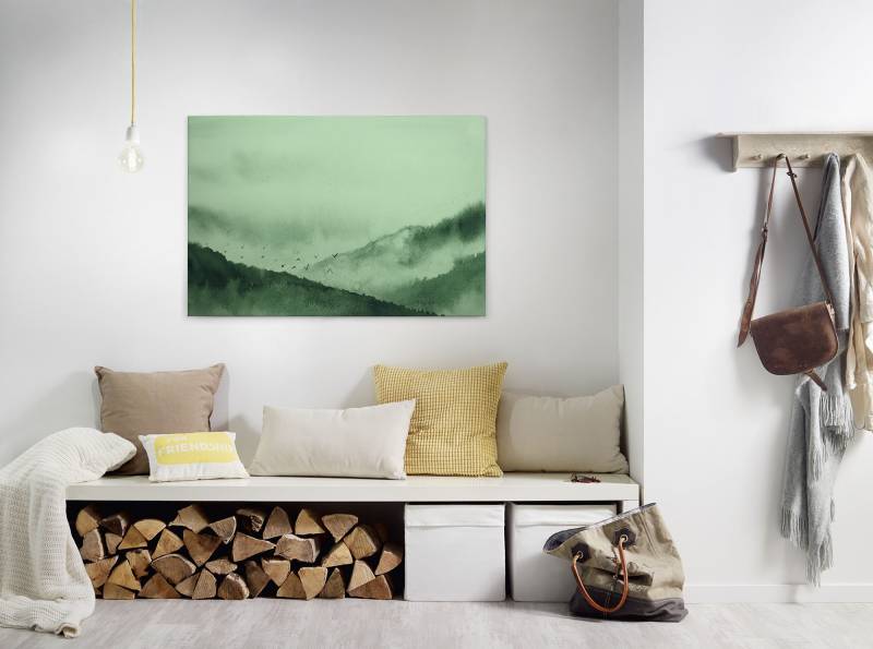 A.S. Création Leinwandbild "Gloomy Landscape" Kunst  Wald 1 Stk. tlg. Nebel Keilrahmen Berg Gebirge Landschaft Leinwand-Bild Wohnzimmer Wand von A.S. Création