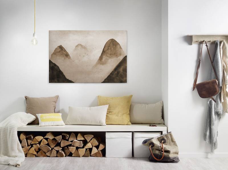A.S. Création Leinwandbild "Misty Rocks" Berge  Kunst 1 Stk. tlg. Nebel Keilrahmen Berg Gebirge Landschaft Leinwand-Bild Wohnzimmer Wand von A.S. Création