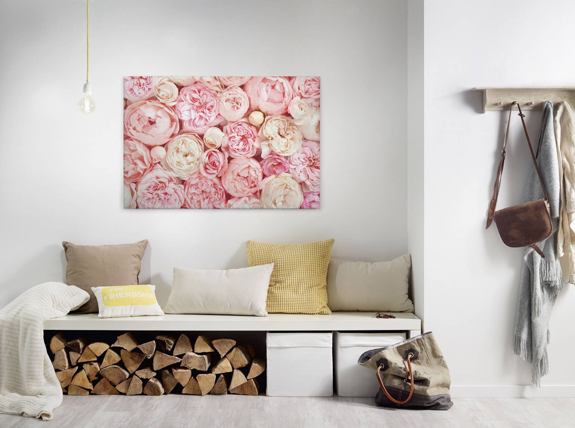 A.S. Création Leinwandbild "Roses" Blumen  Kunst 1 Stk. tlg. Romantische Rosen Rosenbild Keilrahmen Leinwand-Bild Wohnzimmer modern von A.S. Création