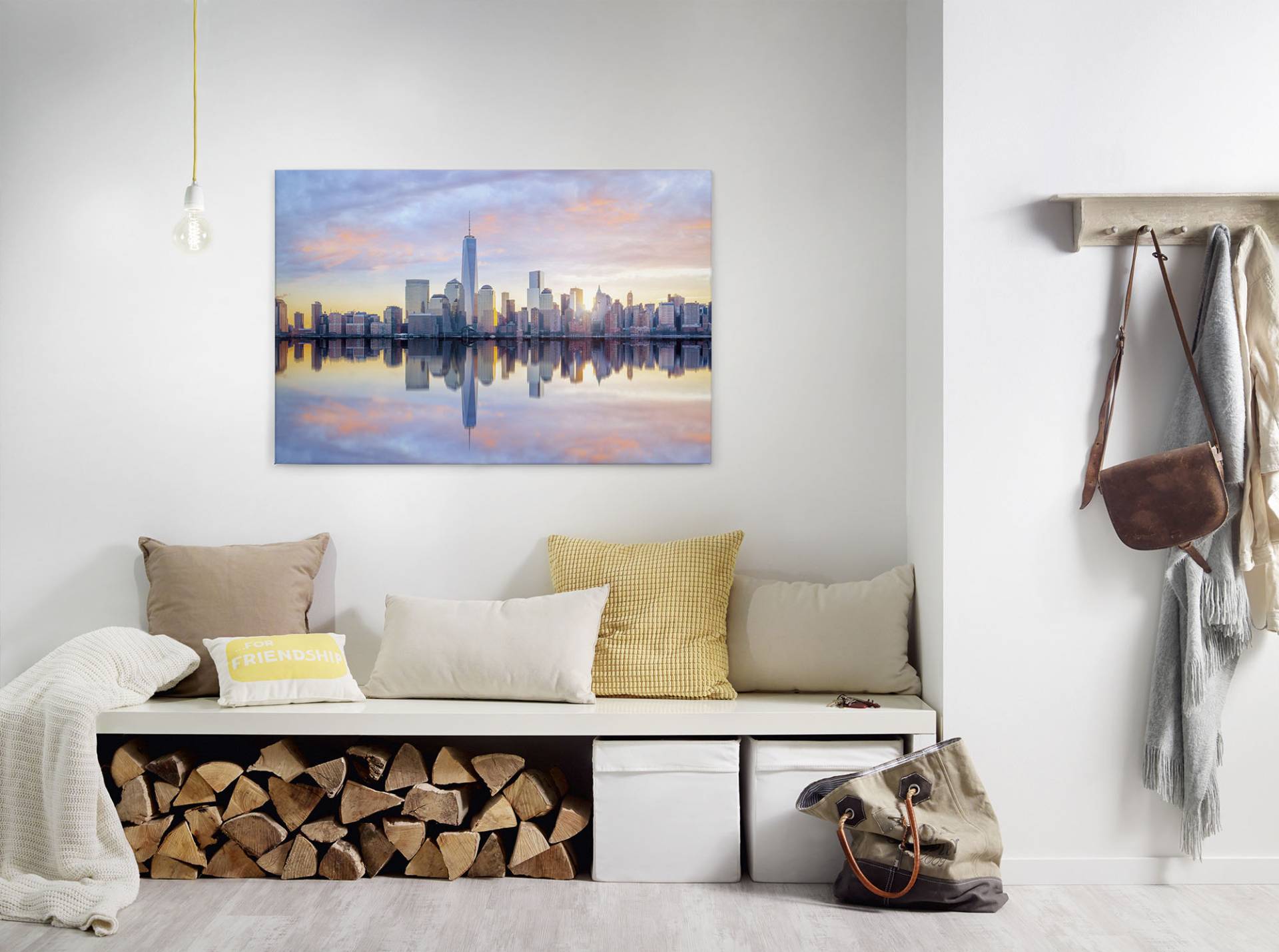 A.S. Création Leinwandbild "Skyline NY" Kunst  New York 1 Stk. tlg. Skyline Bild Keilrahmen Großstadt Leinwand-Bild Wohnzimmer modern Wand von A.S. Création