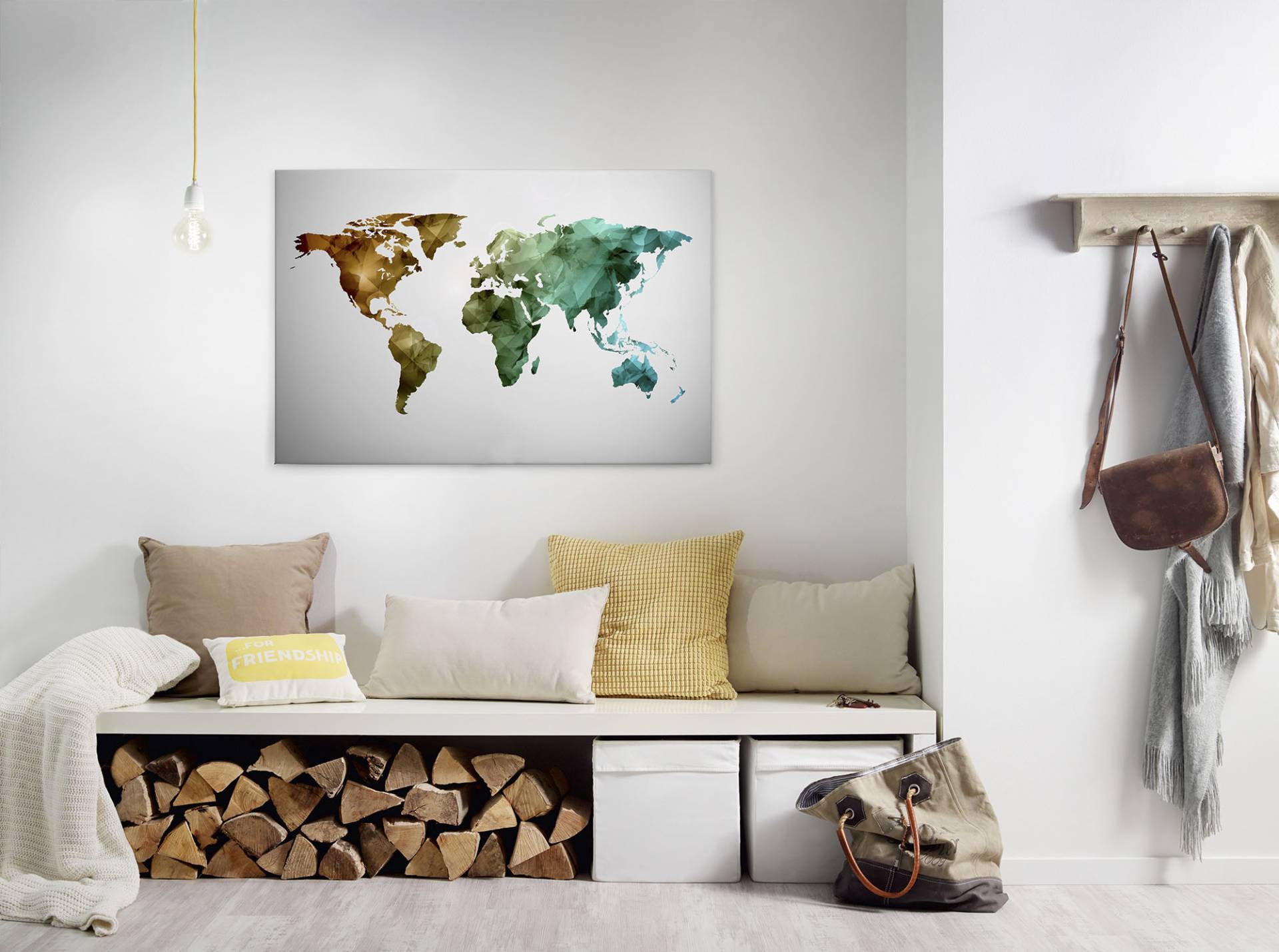 A.S. Création Leinwandbild "World Graphic" Kunst 1 Stk. tlg. Atlas Weltkarte Bunt Aquarell Keilrahmen Leinwand-Bild Wohnzimmer Wand von A.S. Création