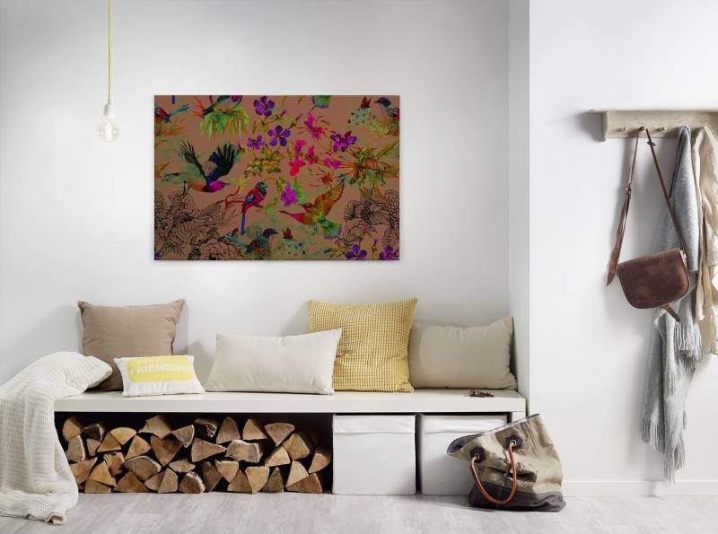 A.S. Création Leinwandbild "funky birds 3" Kunst  Vögel 1 Stk. tlg. Keilrahmen Bild mit Vögel Floral Leinwand-Bild Wohnzimmer modern Wand von A.S. Création