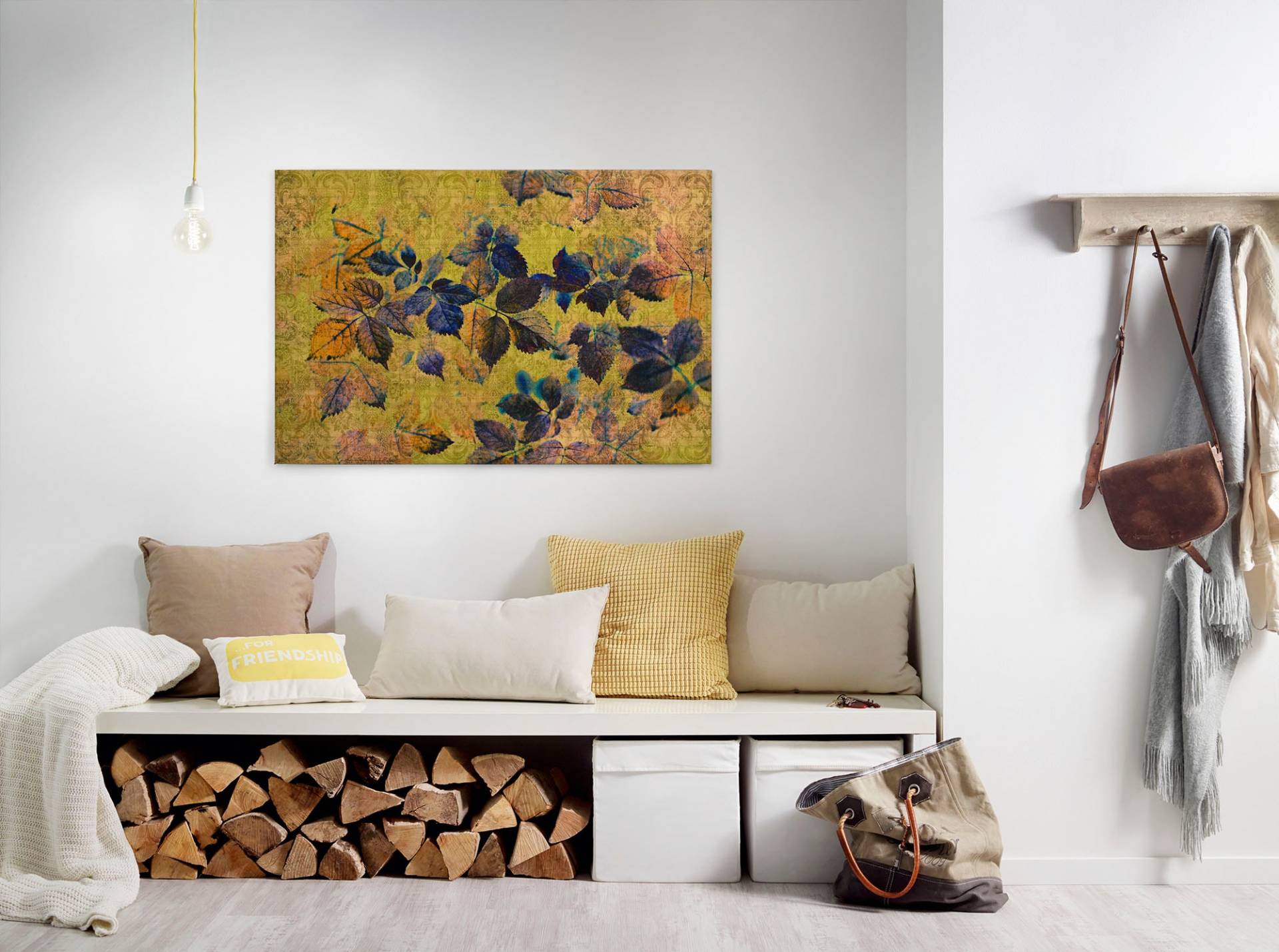 A.S. Création Leinwandbild "indian summer" Blumen  Kunst 1 Stk. tlg. Keilrahmen Bild Blätter Natur Floral Leinwand-Bild Wohnzimmer modern von A.S. Création