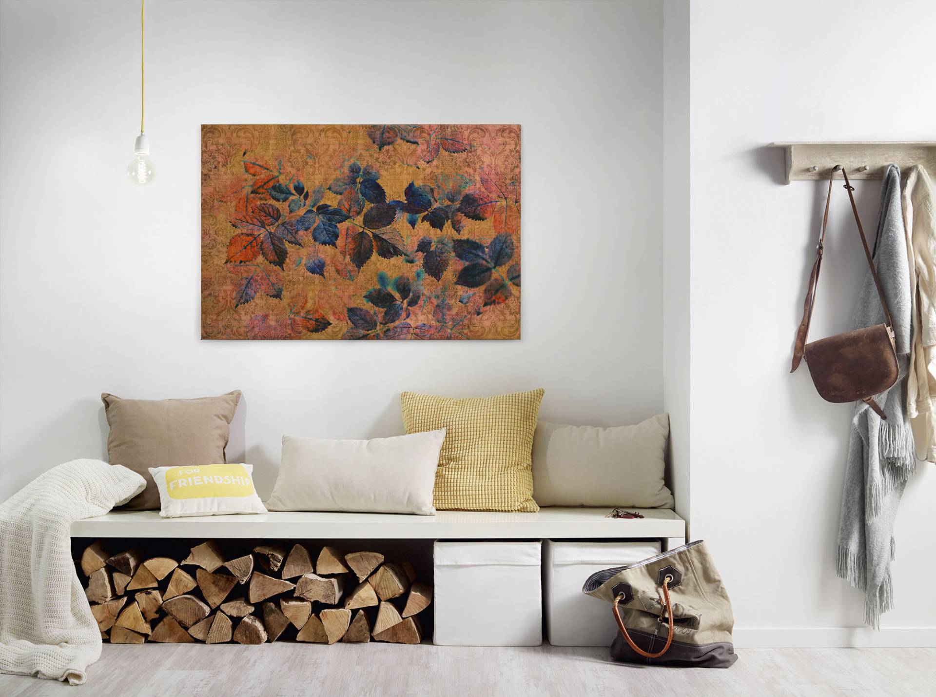 A.S. Création Leinwandbild "indian summer" Kunst 1 Stk. tlg. Keilrahmen Bild Blätter Natur Floral Leinwand-Bild Wohnzimmer modern von A.S. Création