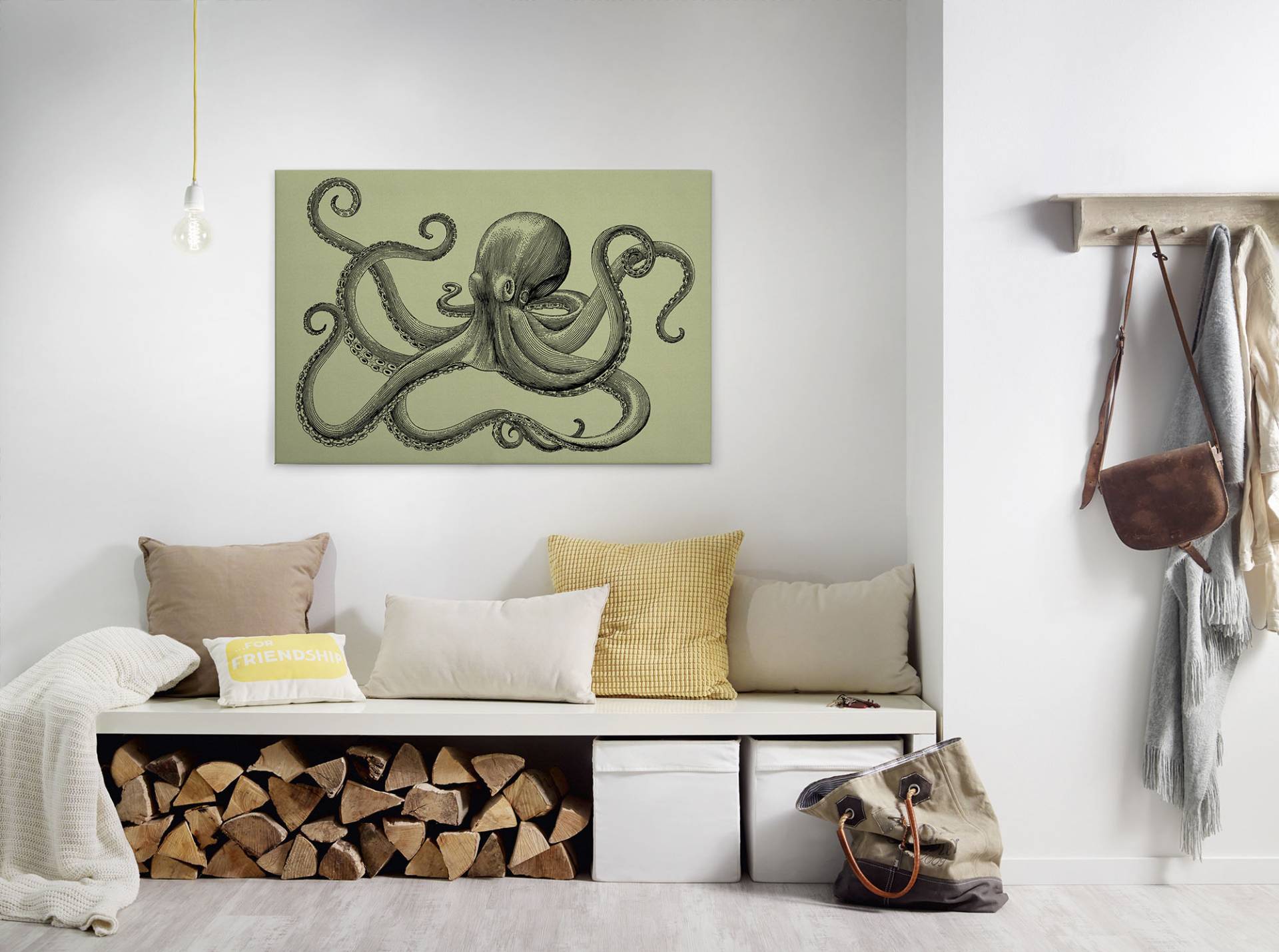 A.S. Création Leinwandbild "jules 3" Kunst  Tiere 1 Stk. tlg. Keilrahmen Octopus Krake Grün Schwarz Leinwand-Bild Wohnzimmer modern von A.S. Création