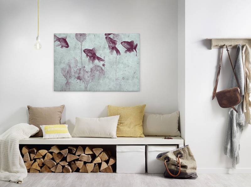 A.S. Création Leinwandbild "pond" Kunst  Tiere 1 Stk. tlg. Keilrahmen Bild Fische Asiatisch Koi Leinwand-Bild Wohnzimmer modern von A.S. Création