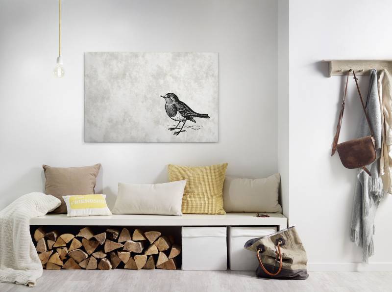 A.S. Création Leinwandbild "sketchpad 5" Kunst  Vögel 1 Stk. tlg. Schwarz-Weiß Zeichnung Vogel Keilrahmen Leinwand-Bild Wohnzimmer Wand von A.S. Création