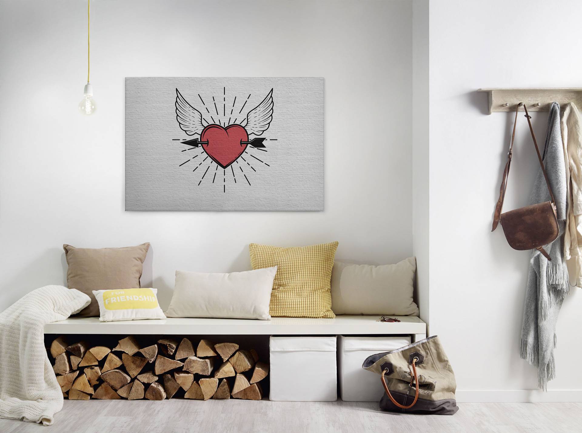 A.S. Création Leinwandbild "tattoo you" Kunst  Modern 1 Stk. tlg. Keilrahmen Bild Herz Leinwand-Bild Wohnzimmer modern Wandbild Kinder von A.S. Création