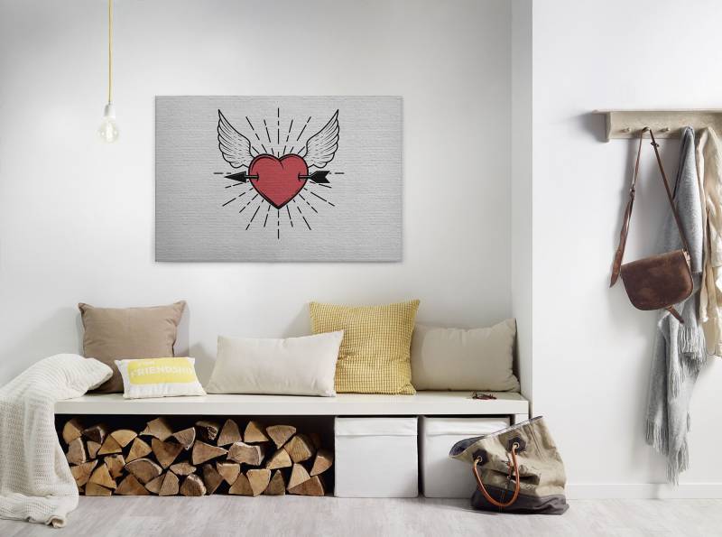 A.S. Création Leinwandbild "tattoo you" Kunst  Modern 1 Stk. tlg. Keilrahmen Bild Herz Leinwand-Bild Wohnzimmer modern Wandbild Kinder von A.S. Création