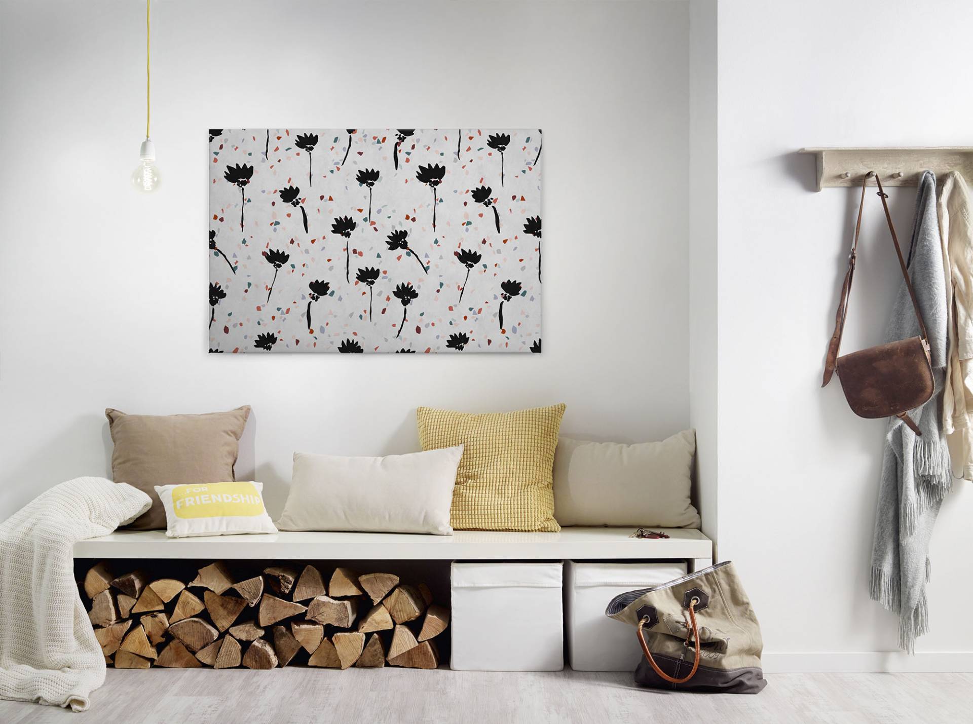 A.S. Création Leinwandbild "terrazzo" Blumen  Kunst 1 Stk. tlg. Keilrahmen Abstrakt Blumen Bunt Grau Leinwand-Bild Wohnzimmer modern von A.S. Création