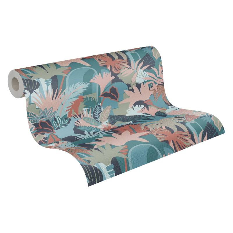 A.S. Création Vliestapete "Antigua Retrotapete Artdeco" gemustert  matt  neutral leicht strukturiert Dschungeltapete Floral mit Tieren Tapeten Wohnzimmer Schlafzimmer Flur von A.S. Création