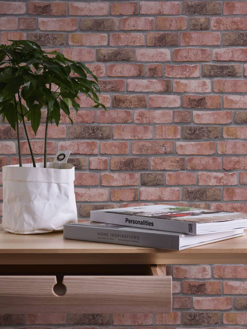 A.S. Création Vliestapete "Bricks & Stones Backstein" gemustert  matt  neutral leicht strukturiert Steintapete Tapeten Wohnzimmer Schlafzimmer Küche modern Design Optik von A.S. Création