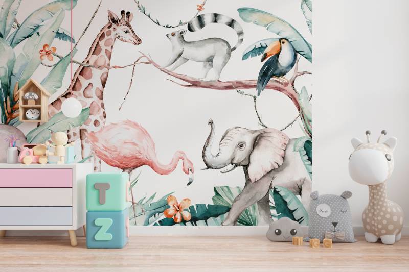 A.S. Création Vliestapete "Dschungel Fototapete Tiere Aquarell Bunt" matt strukturiert von A.S. Création