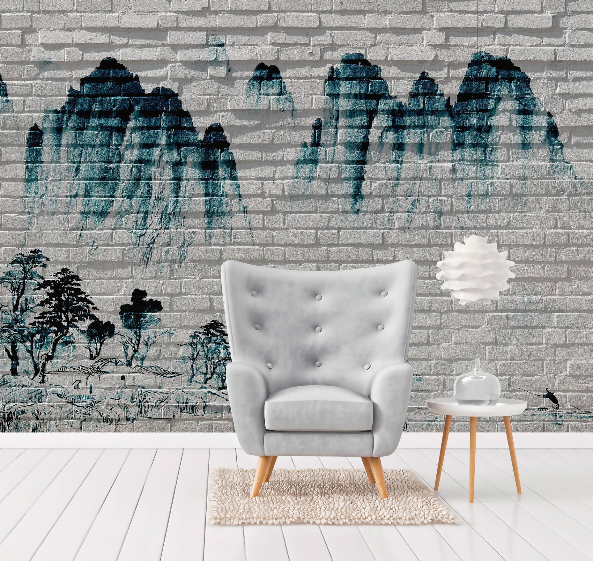 A.S. Création Vliestapete "Fototapete Asiatische Landschaft Ziegeloptik" matt strukturiert von A.S. Création