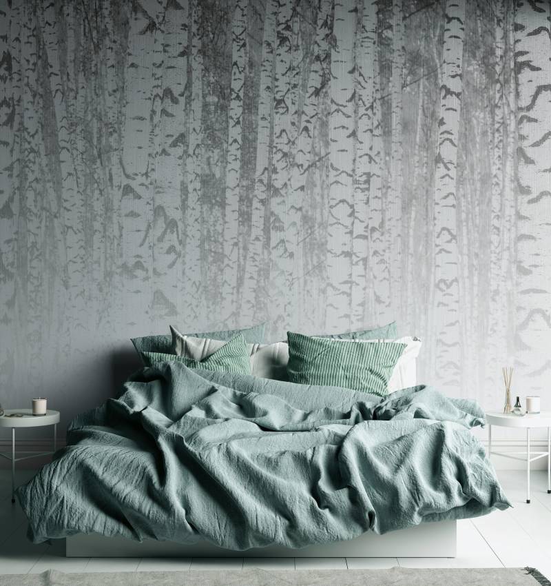 A.S. Création Vliestapete "Fototapete Birkenwald Schwarz Weiß Waldtapete" matt strukturiert von A.S. Création