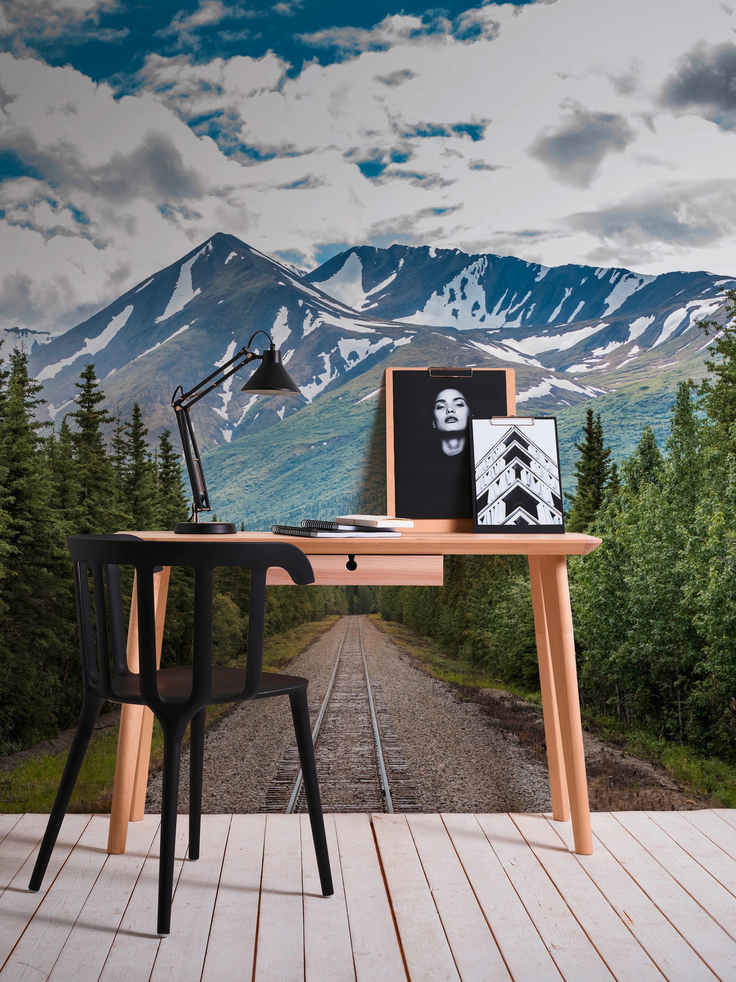 A.S. Création Vliestapete "Fototapete Eisenbahn in Berglandschaft Gleise" matt strukturiert von A.S. Création