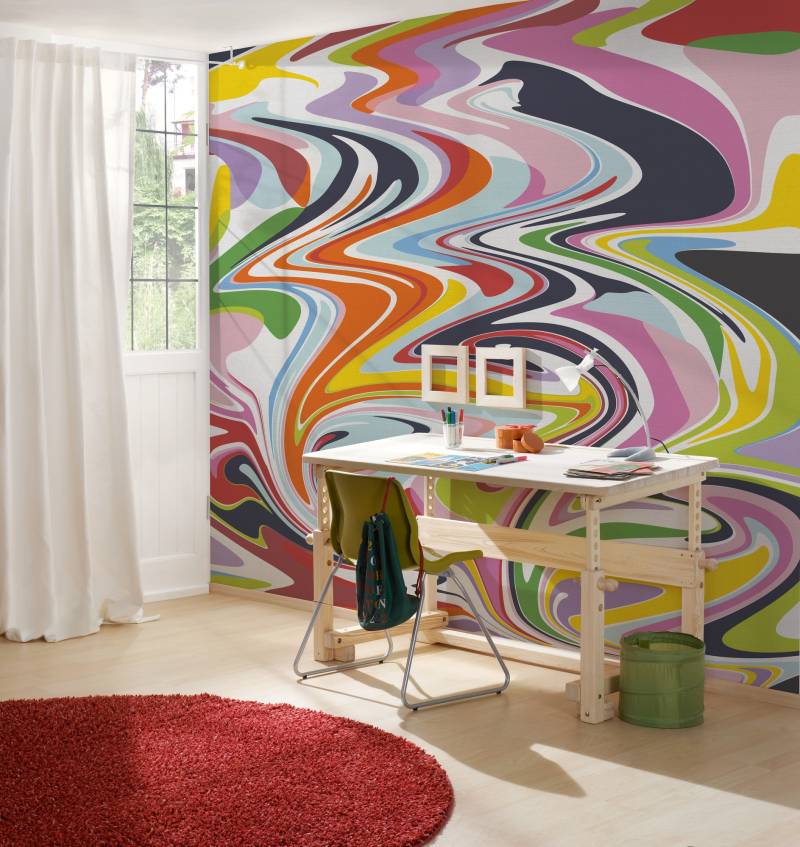 A.S. Création Vliestapete "Fototapete Farbwirbel Retro Bunt im 70s Stil" matt strukturiert von A.S. Création