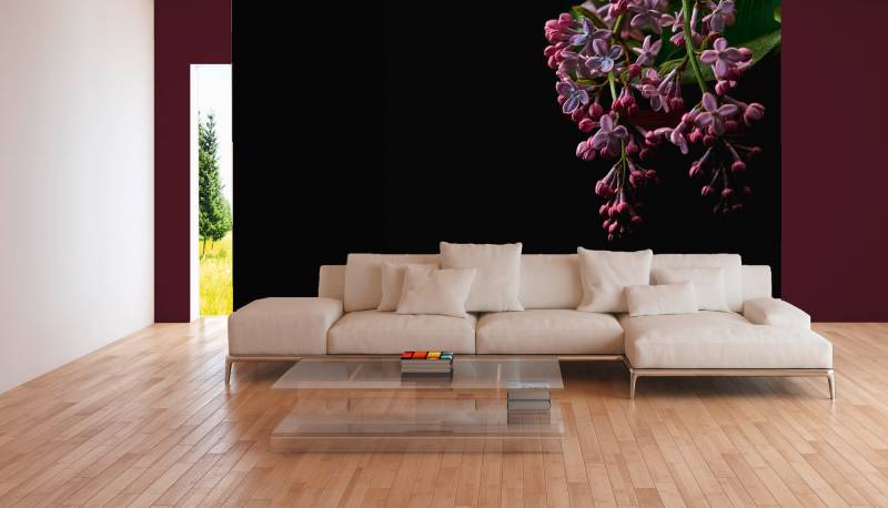 A.S. Création Vliestapete "Fototapete Flieder Dunkel Lila Schwarz Blumenmotiv" matt strukturiert von A.S. Création