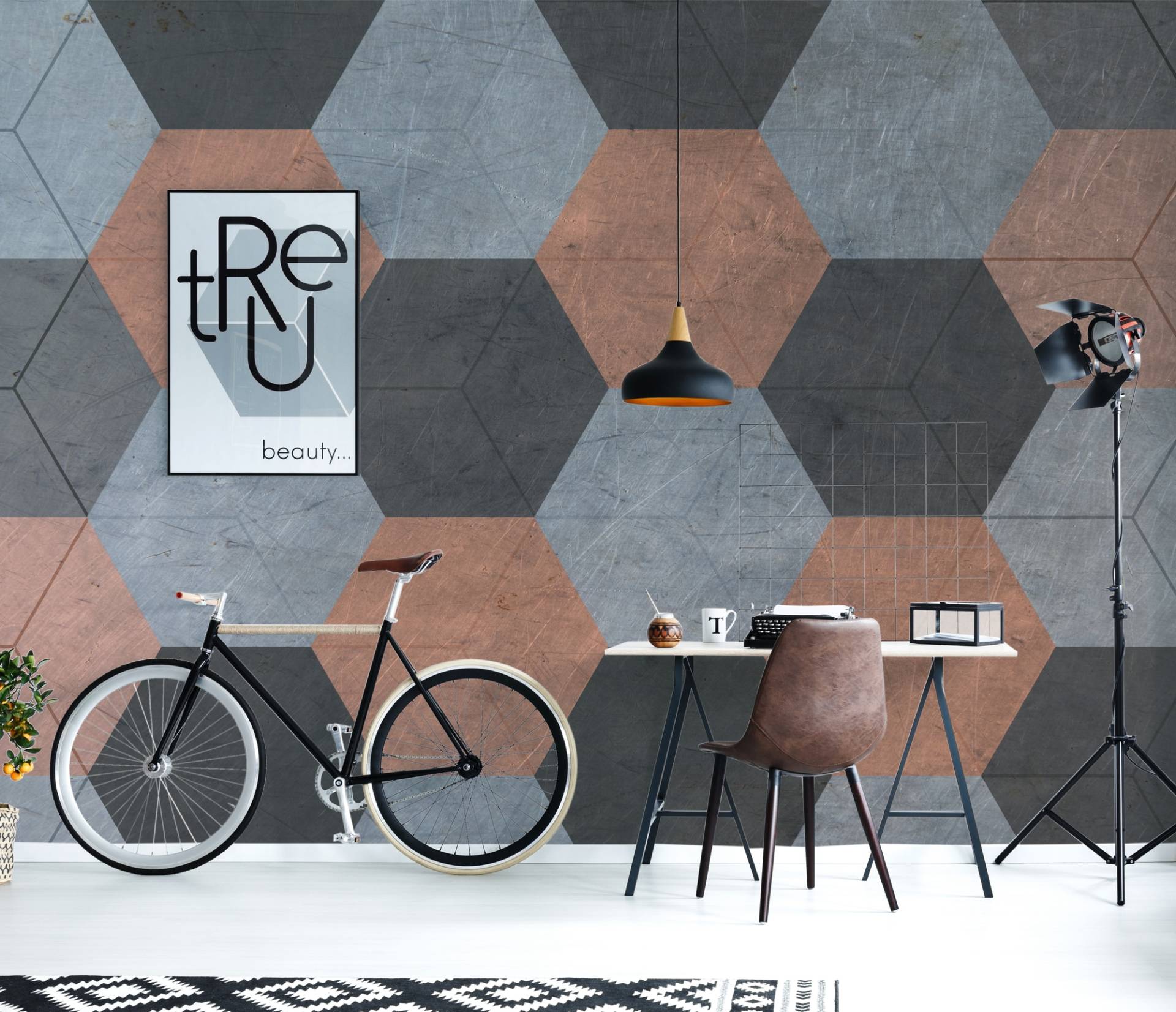 A.S. Création Vliestapete "Fototapete Geometrisches Muster Kupfer Grau" matt strukturiert von A.S. Création