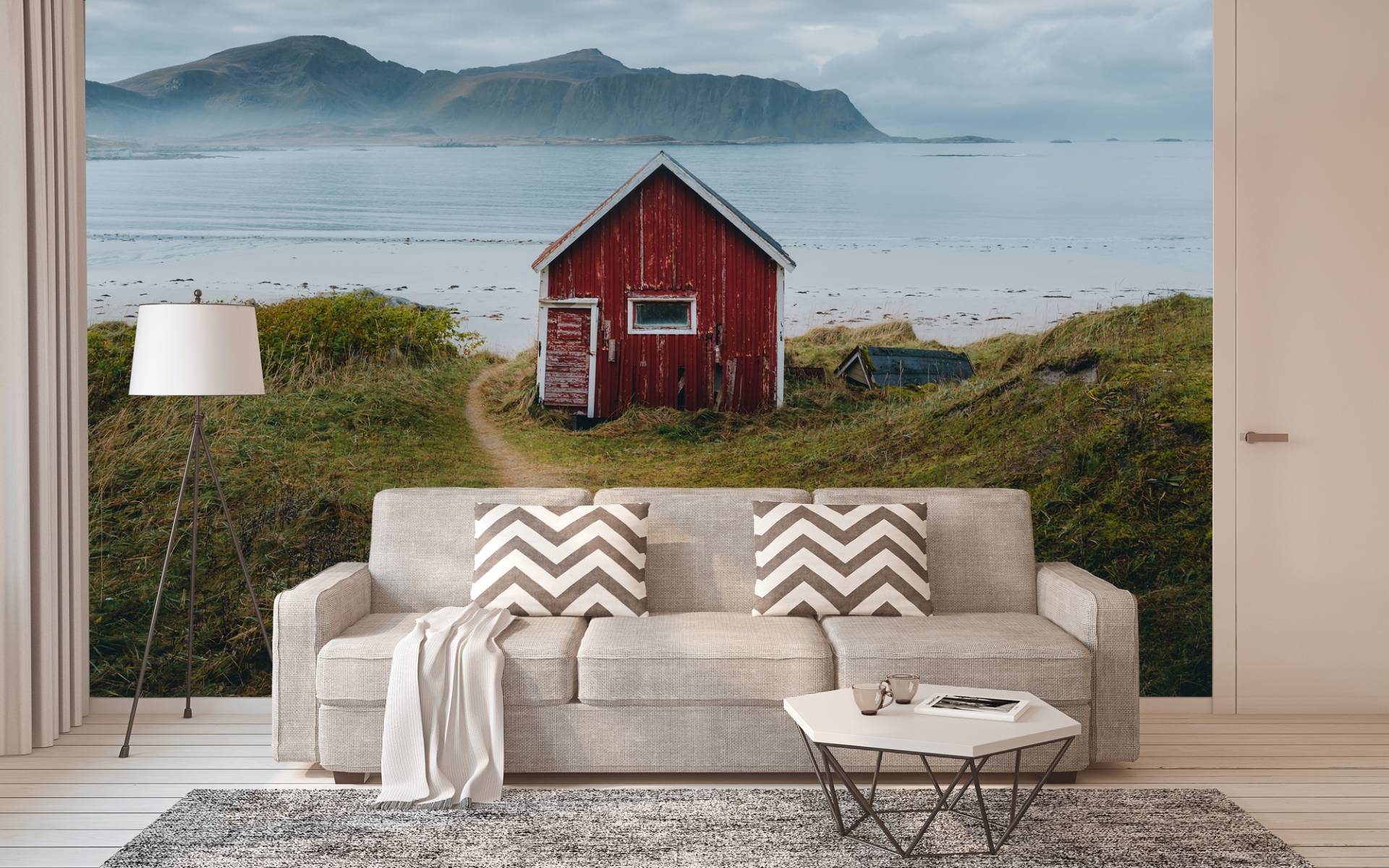 A.S. Création Vliestapete "Fototapete Nordische Hütte am Meer" matt strukturiert von A.S. Création