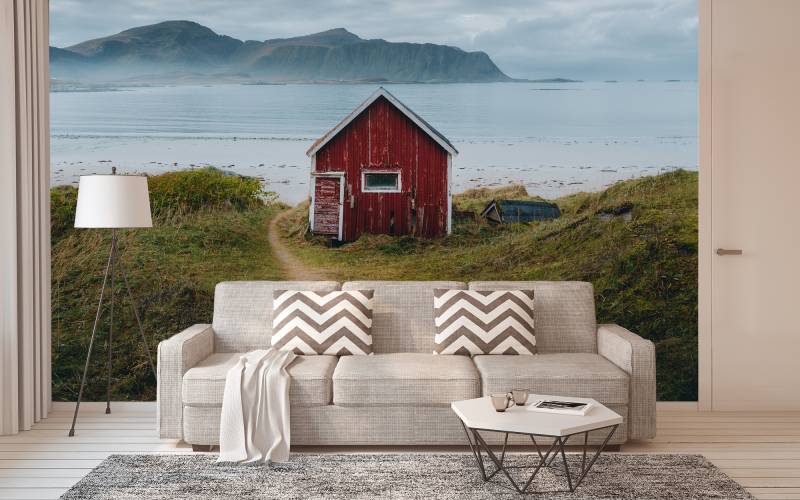 A.S. Création Vliestapete "Fototapete Nordische Hütte am Meer" matt strukturiert von A.S. Création