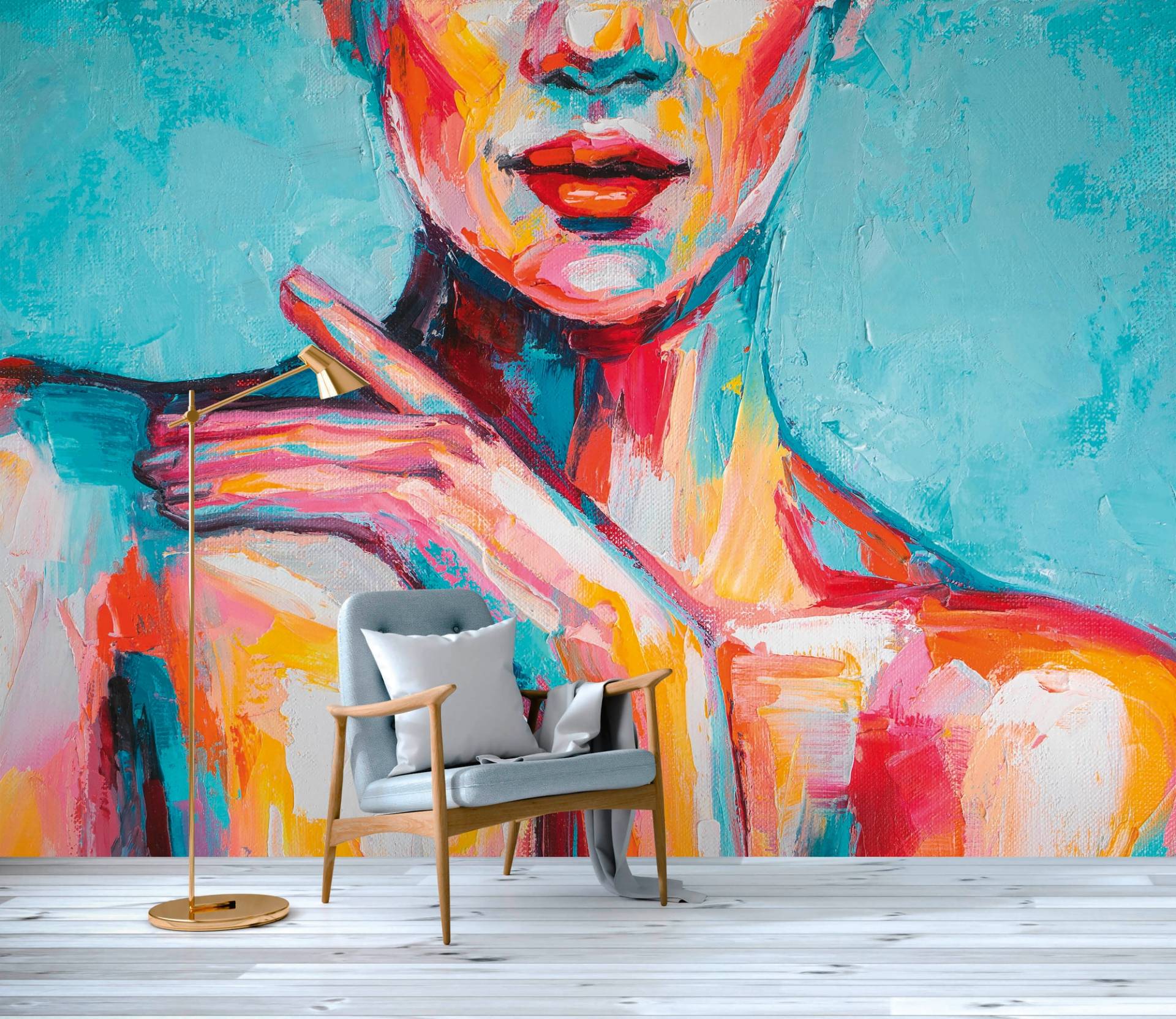 A.S. Création Vliestapete "Fototapete Portrait bunt Türkis Rot modern" matt strukturiert von A.S. Création