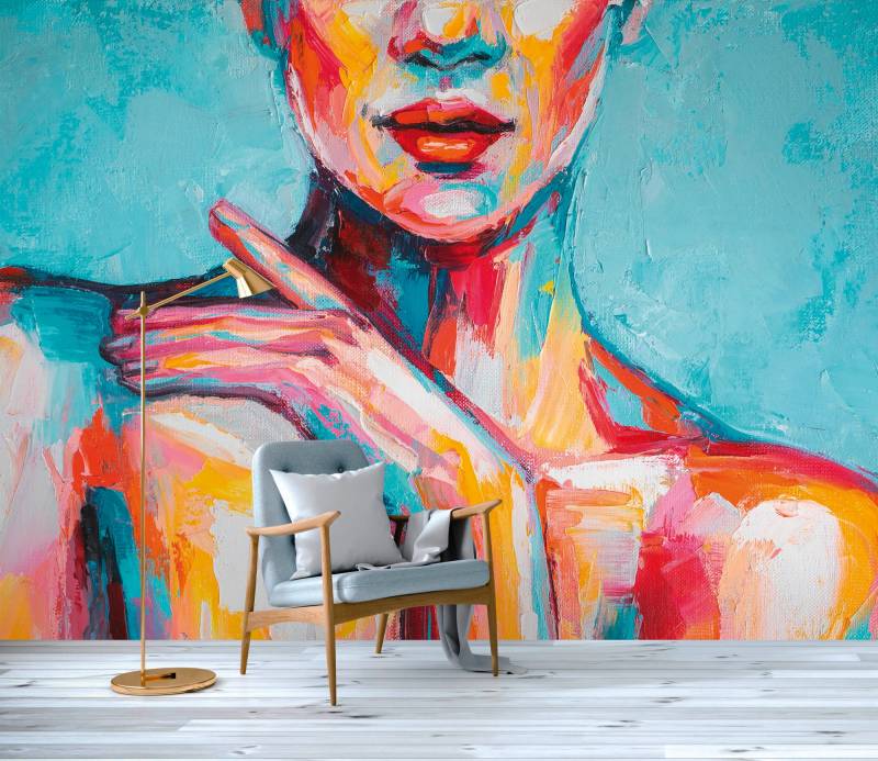 A.S. Création Vliestapete "Fototapete Portrait bunt Türkis Rot modern" matt strukturiert von A.S. Création