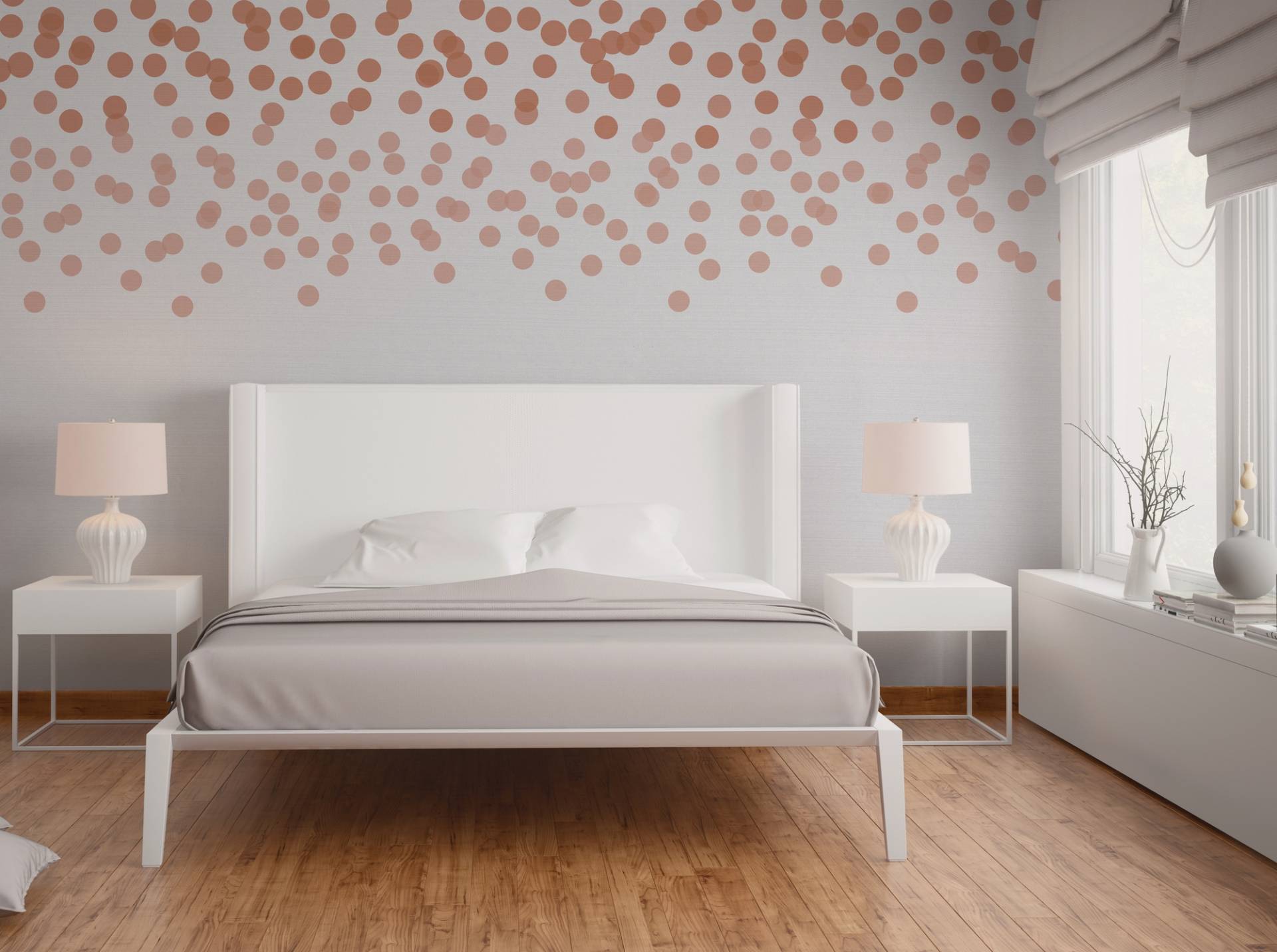 A.S. Création Vliestapete "Fototapete Punkte Kupfer Weiß modern Grafik" matt strukturiert von A.S. Création