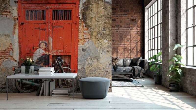 A.S. Création Vliestapete "Fototapete StreetArt Junge mit Motorrad" matt strukturiert von A.S. Création