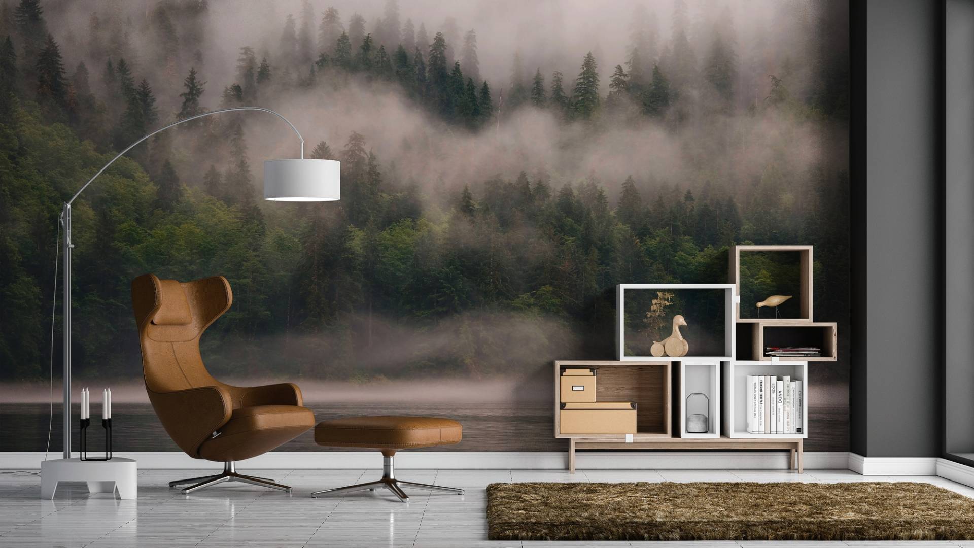 A.S. Création Vliestapete "Fototapete Wald im Nebel Grün Grau Naturmotiv" matt strukturiert von A.S. Création