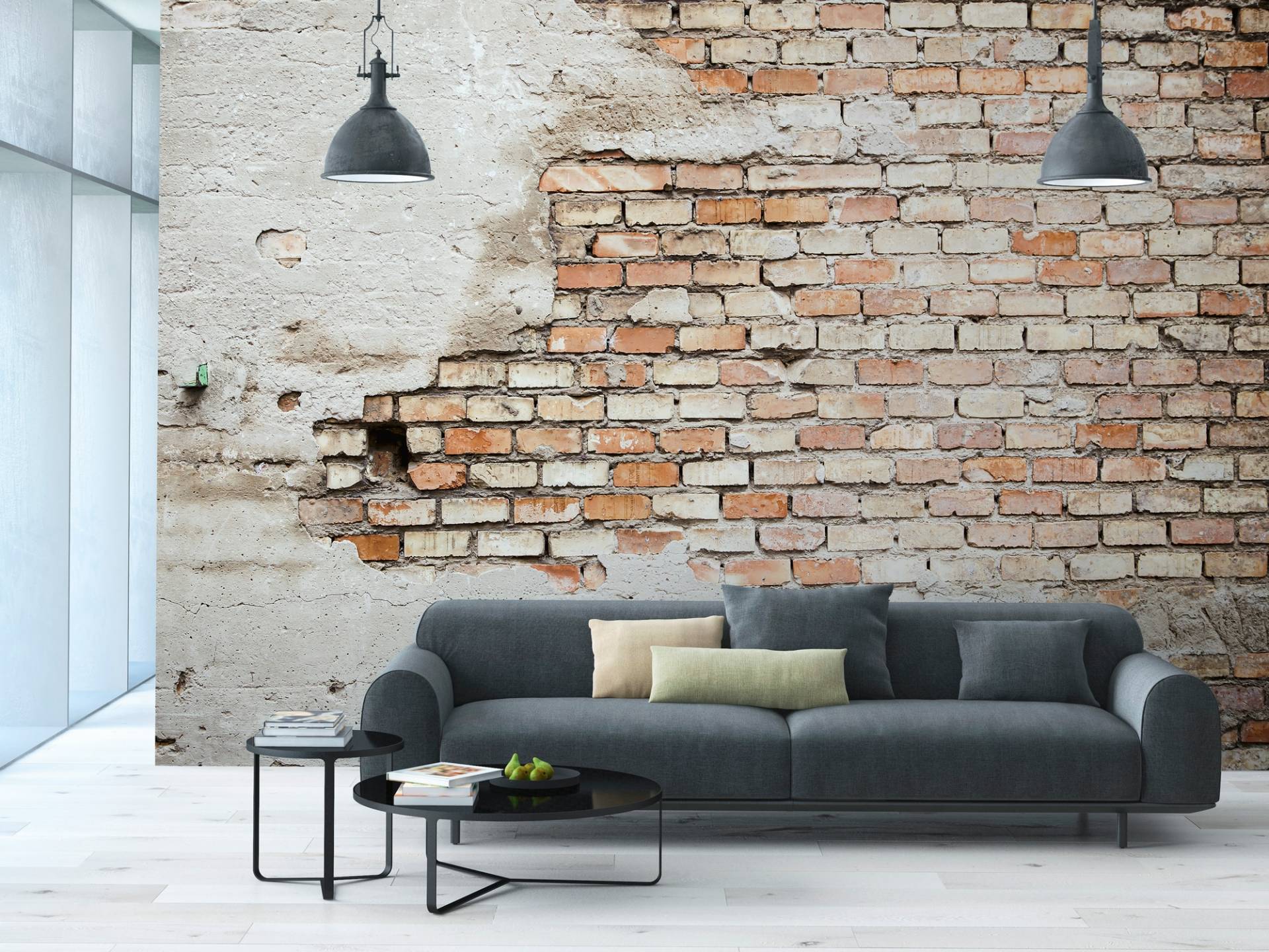 A.S. Création Vliestapete "Fototapete Ziegelwand Beige Weiß Vintage" matt strukturiert von A.S. Création