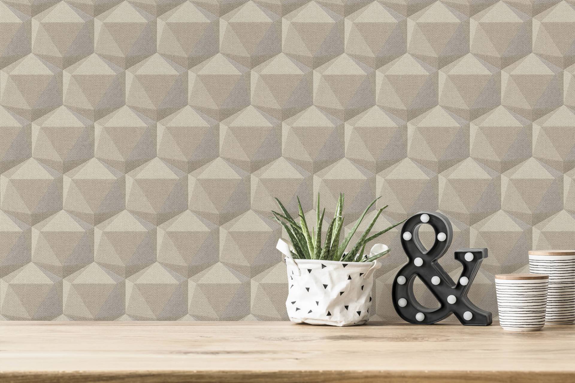 A.S. Création Vliestapete "Nara Grafisch 3D Effekt" gemustert  matt  neutral leicht strukturiert 3D Muster Grafiktapete Tapeten Wohnzimmer Schlafzimmer Küche Flur Büro von A.S. Création