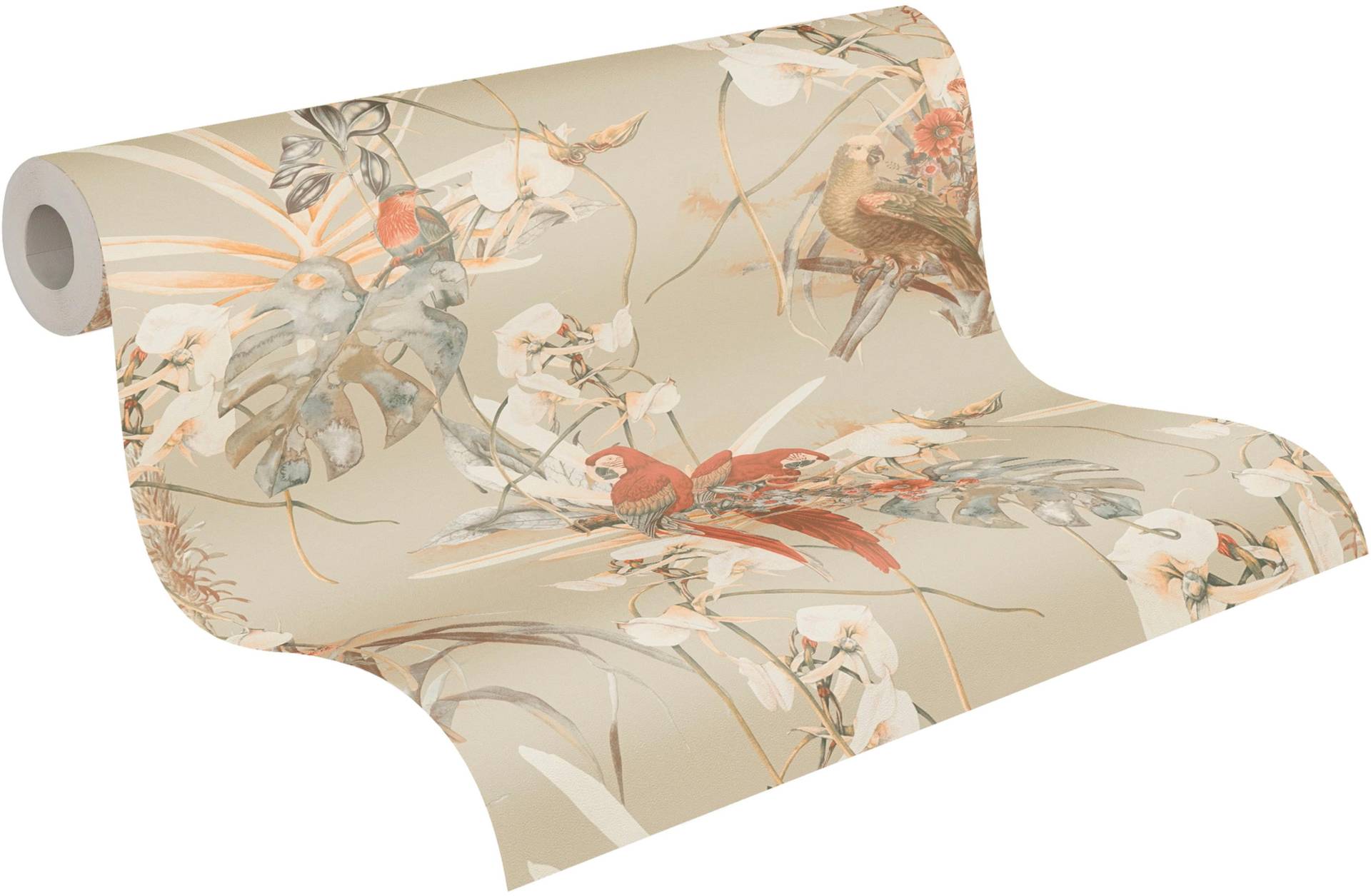 A.S. Création Vliestapete "PintWalls Papagei Floral" gemustert  matt  neutral glatt Blätter Tapeten Wohnzimmer Schlafzimmer Küche modern Design Wandtapete von A.S. Création