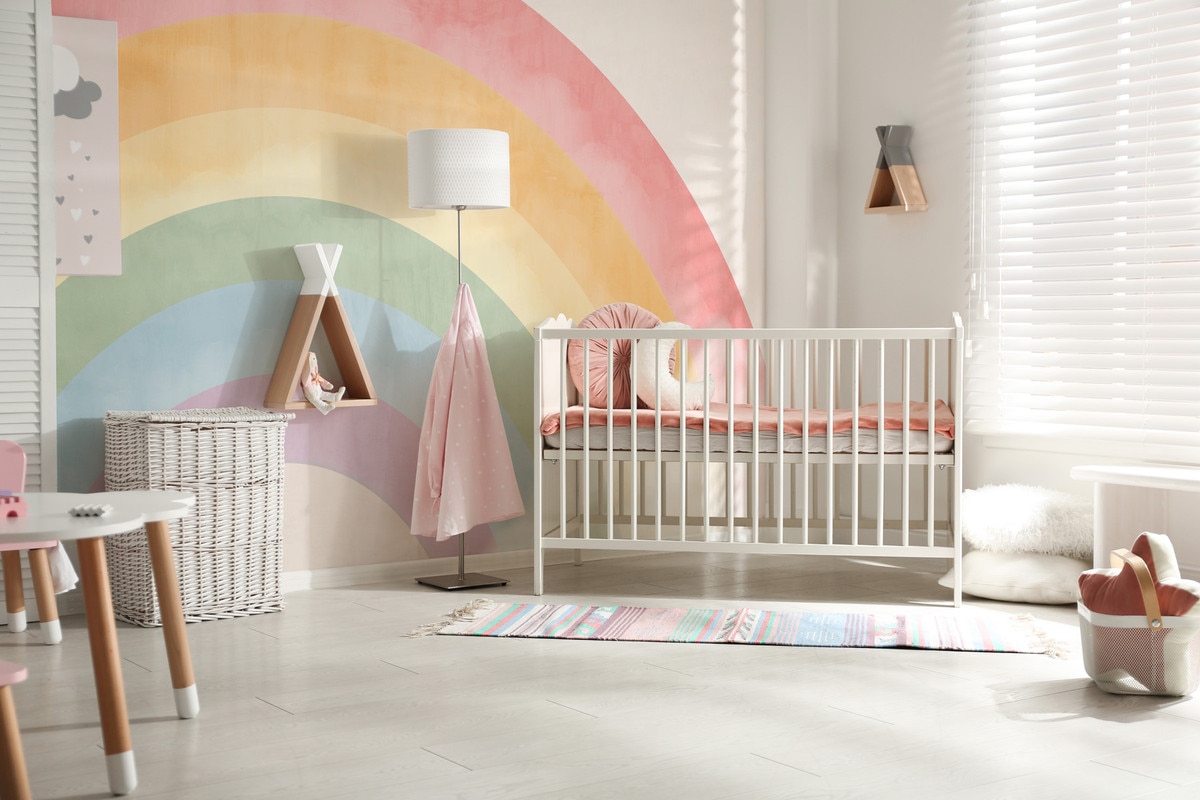 A.S. Création Vliestapete "Regenbogen Pastellfarben Rosa Bunt Kindertapete" matt glatt von A.S. Création