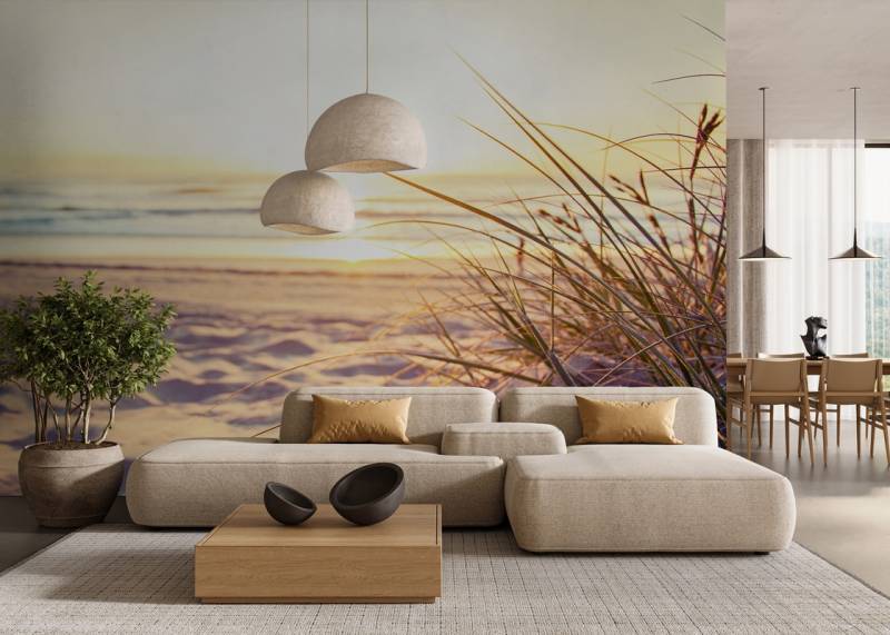 A.S. Création Vliestapete "Strandtapete Sonnenuntergang Meer Beige Braun" matt glatt von A.S. Création